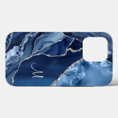 Coques Case-Mate iPhone Parties scintillant en marbre de marbre bleu marin (Verso (horizontal))