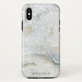 Coques Case-Mate iPhone Parties scintillant en marbre perle Monogramme (Dos)