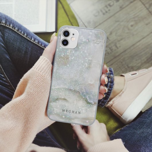Coques Case-Mate iPhone Parties scintillant en marbre perle Monogramme