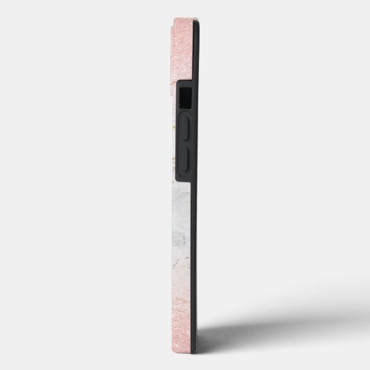 Coques Case-Mate iPhone Parties scintillant en marbre rose rose sur mesure (Verso / Gauche)