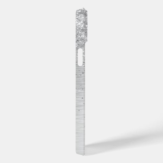 Coques Case-Mate iPhone Parties scintillant en métal brossé argenté Nom du (Verso / Droite)