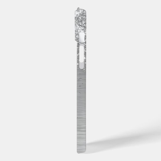 Coques Case-Mate iPhone Parties scintillant en métal brossé argenté Nom du (Verso / Gauche)