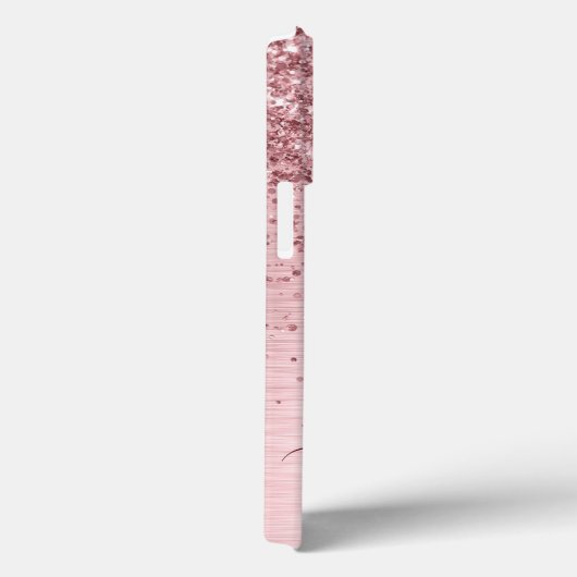 Coques Case-Mate iPhone Parties scintillant en métal brossé rose pâle Nom (Verso / Droite)