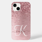 Coques Case-Mate iPhone Parties scintillant en métal brossé rose pâle Nom  (Verso)