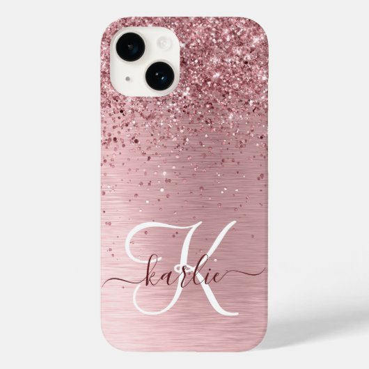 Coques Case-Mate iPhone Parties scintillant en métal brossé rose pâle Nom  (Verso)