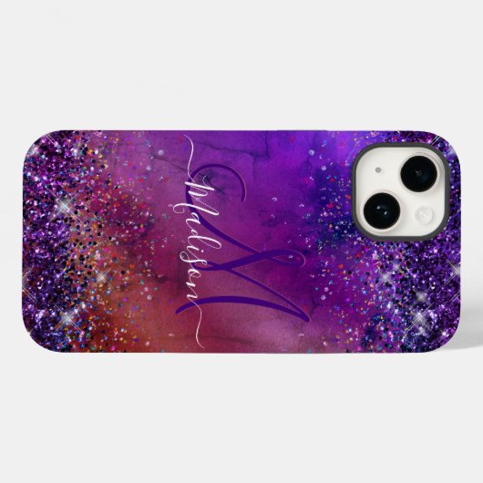 Coques Case-Mate iPhone Parties scintillant en métal brossé violet irisé m (Verso (horizontal))