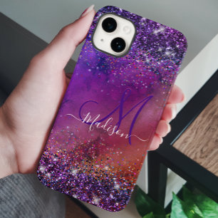 Coque Pour iPhone 14 Parties scintillant en métal brossé violet irisé m