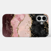 Coques Case-Mate iPhone Parties scintillant en or noir vidé Nom de l'agate (Verso (horizontal))