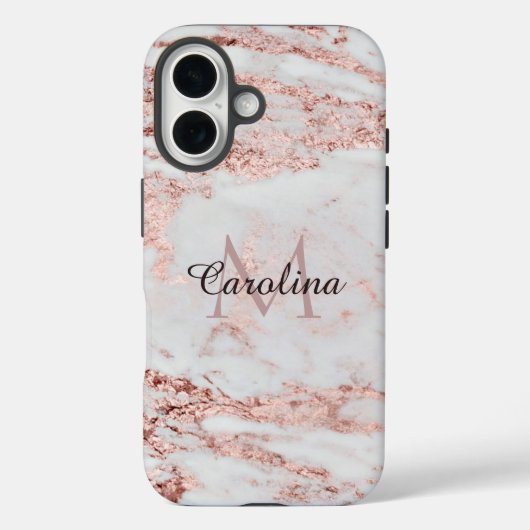Coques Case-Mate iPhone Parties scintillant en or rose, Marbre, Personnali (Verso)