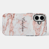 Coques Case-Mate iPhone Parties scintillant en or rose, Marbre, Personnali (Verso (horizontal))