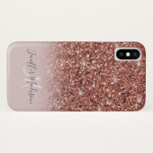 Coques Case-Mate iPhone parties scintillant en or rose Nom personnalisé    (Dos (Horizontal))