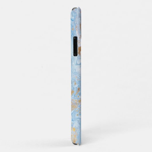 Coques Case-Mate iPhone Parties scintillant en pierre de marbre bleu Textu (Dos/Droite)