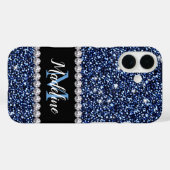 Coques Case-Mate iPhone Parties scintillant et pierres précieuses bleues d (Verso (horizontal))