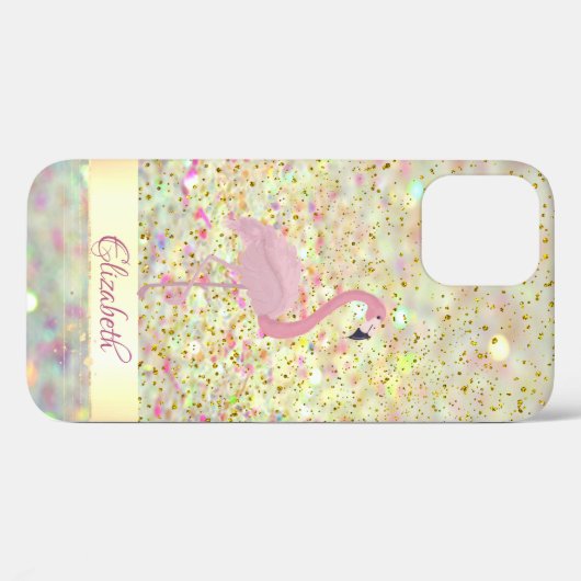 Coques Case-Mate iPhone Parties scintillant Flamant rose rose Bokeh Confet (Verso (horizontal))