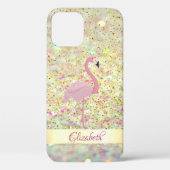 Coques Case-Mate iPhone Parties scintillant Flamant rose rose Bokeh Confet (Verso)
