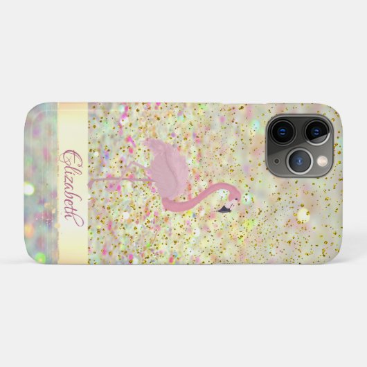 Coques Case-Mate iPhone Parties scintillant Flamant rose rose Bokeh Confet (Dos (Horizontal))