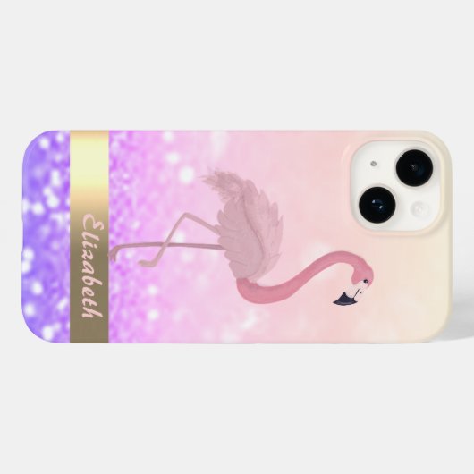 Coques Case-Mate iPhone Parties scintillant Flamant rose rose moderne Boke (Verso (horizontal))