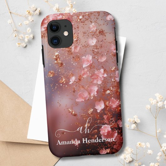 Coques Case-Mate iPhone Parties scintillant florale rose rose rose vierge 