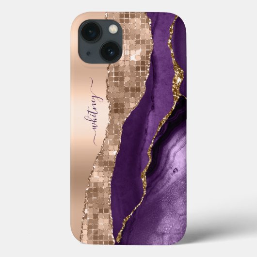 Coques Case-Mate iPhone Parties scintillant Girl Rose Gold élégant violet (Verso)