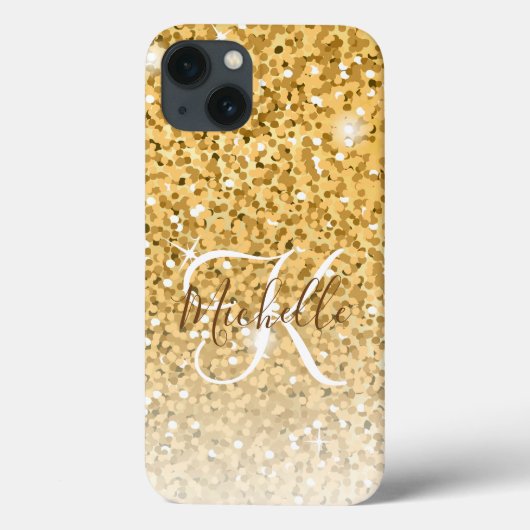 Coques Case-Mate iPhone Parties scintillant Girly Gold Étincelle Monogramm (Verso)