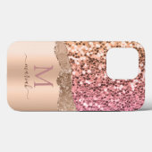 Coques Case-Mate iPhone Parties scintillant Girly Sparkle Rose Fête des ma (Verso (horizontal))