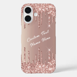 Coques iPhone 16 Parties scintillant Gold Blush rose Nom personnali