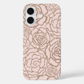 Coques Case-Mate iPhone Parties scintillant Gold Faux rose | Lattice flora (Verso)