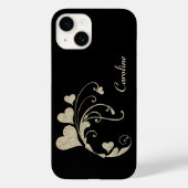 Coques Case-Mate iPhone Parties scintillant Gold Heart Faux sur Black (Verso)