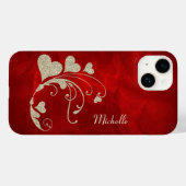 Coques Case-Mate iPhone Parties scintillant Gold Heart Faux sur Red (Verso (horizontal))