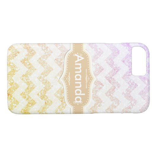 Coques Case-Mate iPhone *~* Parties scintillant Gold Ombre Sparkling White (Dos (Horizontal))
