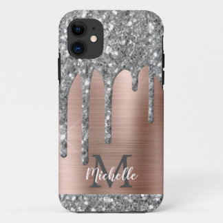 Case-Mate iPhone Case Parties scintillant gris argent monogramme gouttes