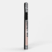 Coques Case-Mate iPhone Parties scintillant gris argent monogramme gouttes (Dos/Droite)