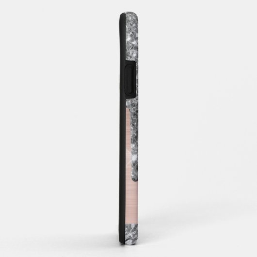 Coques Case-Mate iPhone Parties scintillant gris argent monogramme gouttes (Dos/Droite)