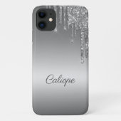 Coques Case-Mate iPhone Parties scintillant gris argent Ombre personnalisé (Dos)