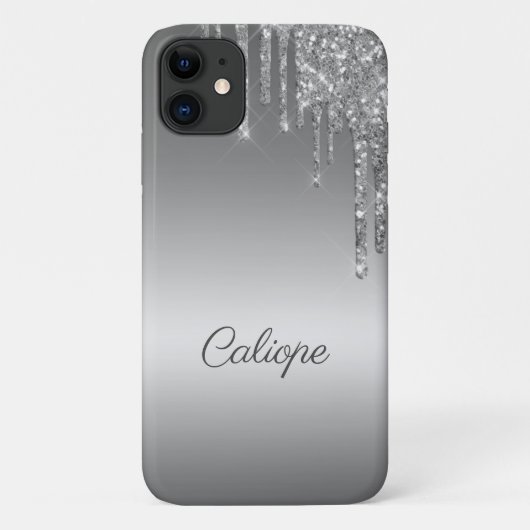 Coques Case-Mate iPhone Parties scintillant gris argent Ombre personnalisé (Dos)