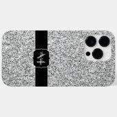 Coques Case-Mate iPhone Parties scintillant gris argent scintille Monogram (Verso (horizontal))