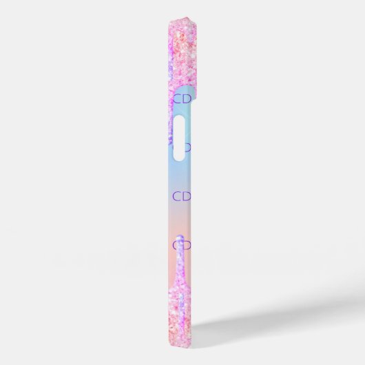 Coques Case-Mate iPhone Parties scintillant holographique rose gouttes mon (Verso / Droite)