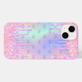 Coques Case-Mate iPhone Parties scintillant holographique rose gouttes mon (Verso (horizontal))