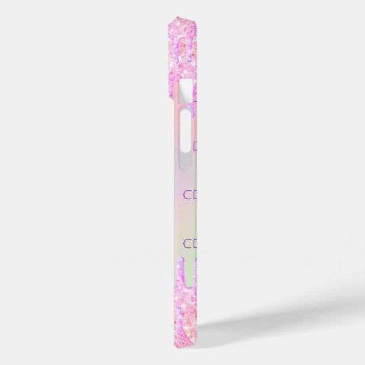 Coques Case-Mate iPhone Parties scintillant holographique rose gouttes mon (Verso / Gauche)