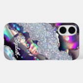 Coques Case-Mate iPhone Parties scintillant Iridescente Faux Agate hologra (Verso (horizontal))