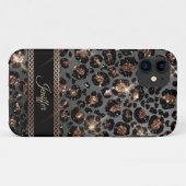 Coques Case-Mate iPhone Parties scintillant Leopard Black Gold personnalis (Dos (Horizontal))