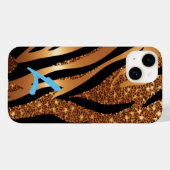 Coques Case-Mate iPhone Parties scintillant léopard de tigre d'agate d'or  (Verso (horizontal))