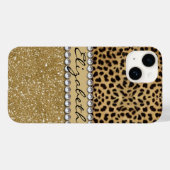Coques Case-Mate iPhone Parties scintillant Leopard Spot Gold Rhinestone (Verso (horizontal))