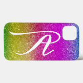Coques Case-Mate iPhone Parties scintillant Magenta rose pâle avec arc-en- (Verso (horizontal))