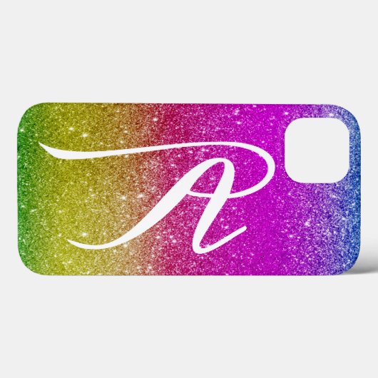 Coques Case-Mate iPhone Parties scintillant Magenta rose pâle avec arc-en- (Verso (horizontal))