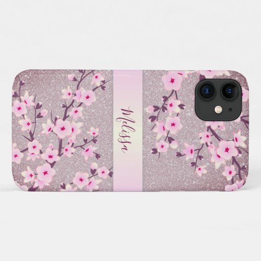 Coques Case-Mate iPhone Parties scintillant Mauve Floral Cerisier Fleurs M (Dos (Horizontal))