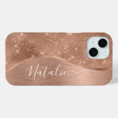 Coques Case-Mate iPhone Parties scintillant métal Rose or personnalisé (Verso (horizontal))