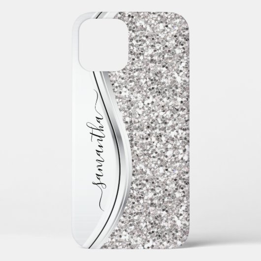 Coques Case-Mate iPhone Parties scintillant métallique blanche Monogramme (Verso)