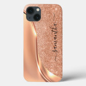 Coques Case-Mate iPhone Parties scintillant métallique Look 3-D Rose or No (Verso)