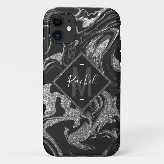 Coques Case-Mate iPhone Parties scintillant moderne en gris noir (Dos)